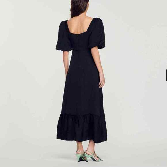 Sandro Falbala Embellished Cutout Black Midi Dress Size 38 /US 6 NWT Retail $580 - Picture 4 of 12